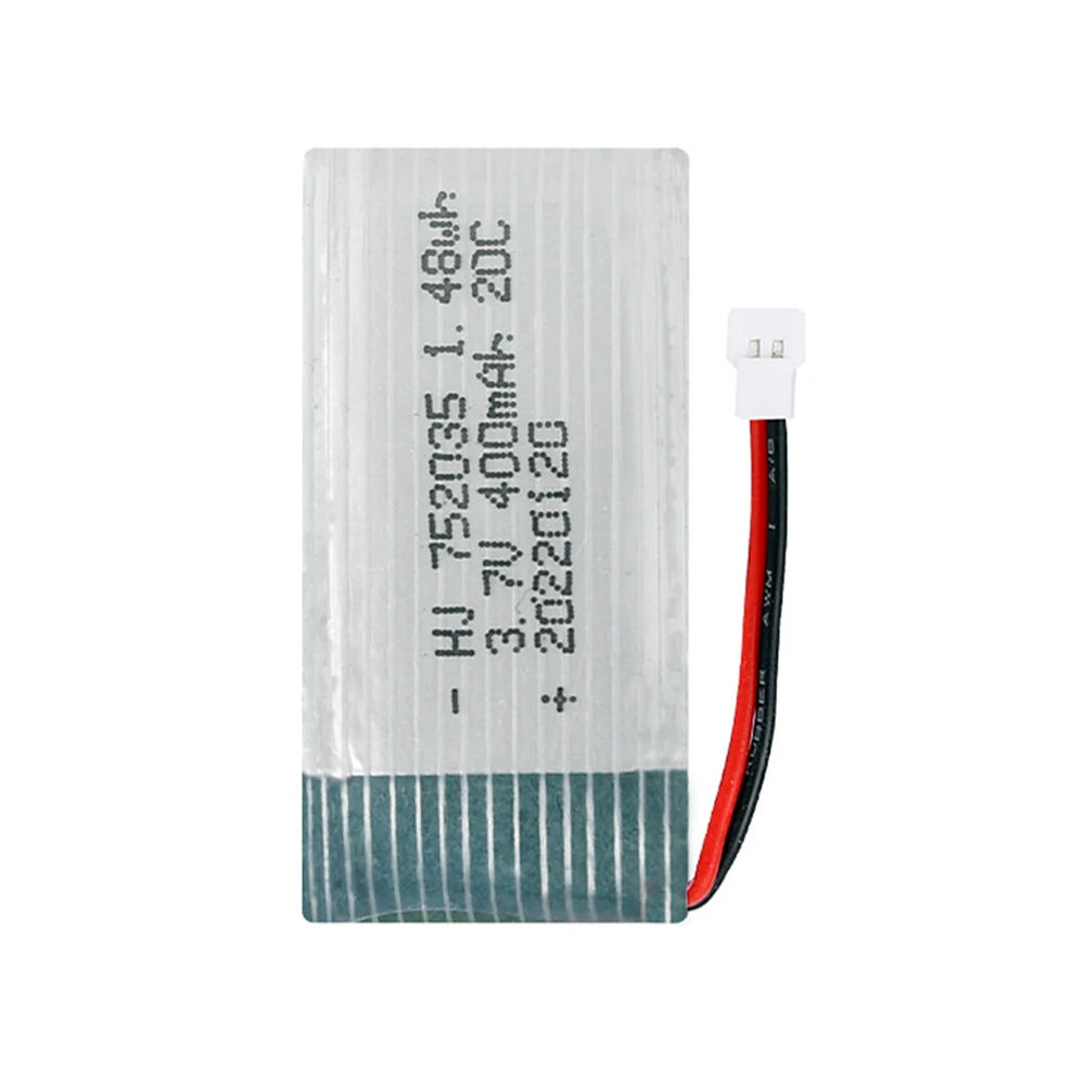 Фото Аккумулятор Lipo 3,7 в 400 мАч для дрона X4 H107 H31 KY101 E33C E33 U816A V252 H6C, запасные части 3,7 в 1S, аккумулятор с зарядным устройством XH2.54 №5