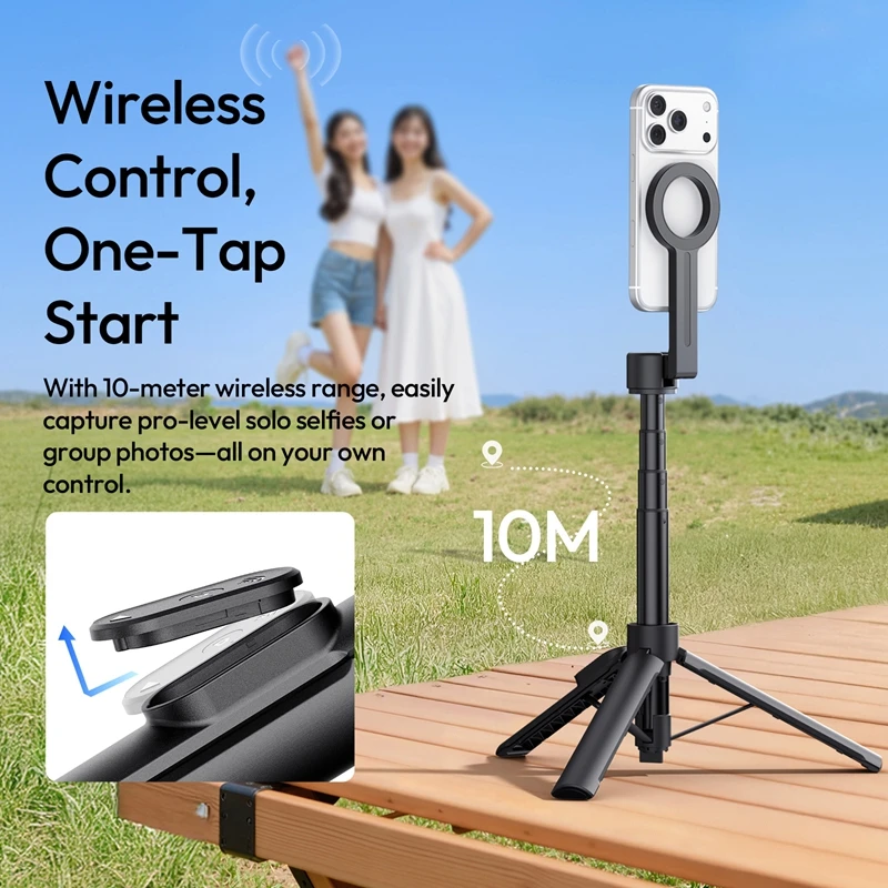 Ulanzi SK26 Portable Selfie Stick Tripod 8-Section Telescope Pole with Cold Shoe for Group Capture Desktop Stream Dynamic Vlog