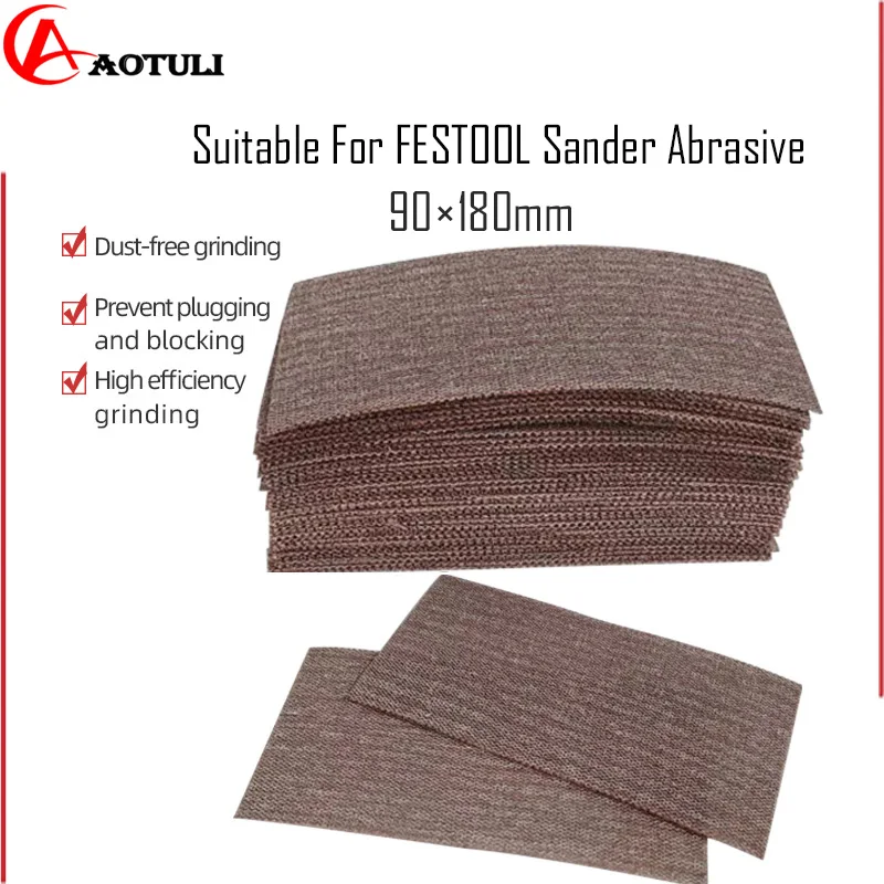 Carta Vetrata A Rete Per Festool /Mirka Etc Levigatrice Abrasiva Rettangolare A Secco Carta Abrasiva 90X180Mm Mesh Sand 80-400 Grit Back Fleece