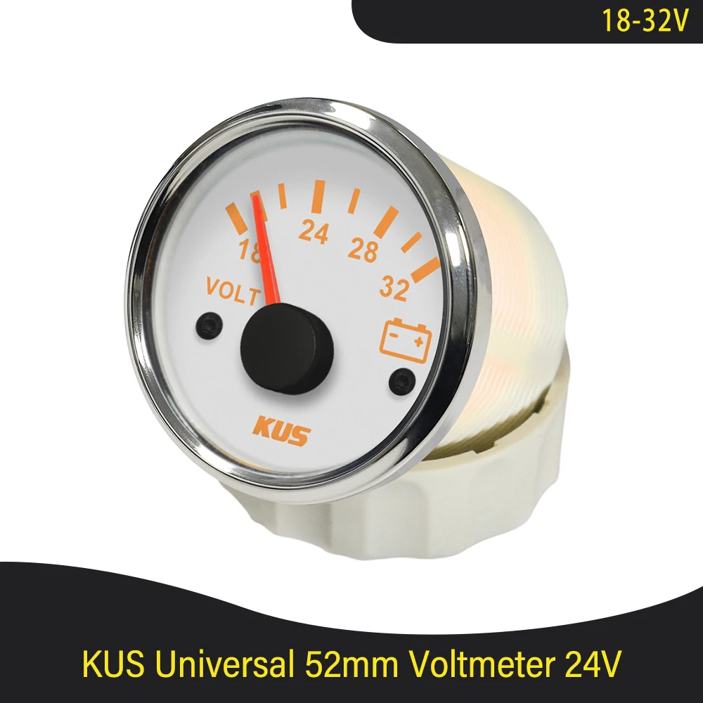 Kus 2" Marine Battery 12v/24v Voltage Meter Boat Voltmeter Gauge For