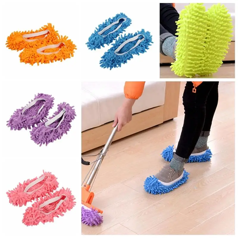 4Pcs Microfiber Dust Mop Slippers Multi-Function Floor Cleaning Lazy Shoe Covers 