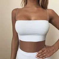 Soutien-gorge court sexy sans couture pour femmes, haut à bretelles blanches, caraco dos nu, couleur unie, vêtements d'été, Y-2023 3