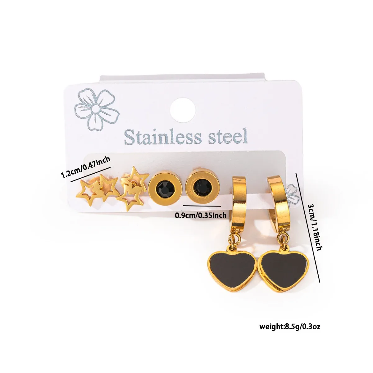 Chic Stylish 316L Stainless Steel 6 Pieces Star Cross Flower Pendant Earrings for Women French Special Jewelry Gifts Wholesale 4