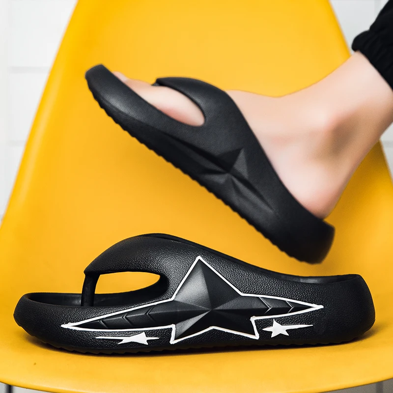 Fashion Design Star Slippers Men Casual Platform Men's Flip-flops Lightweight Soft Comfortable Summer Shoes Beach Slippers 2024