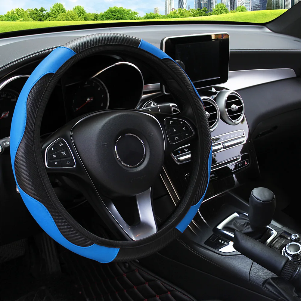 

1 PCS Car Steering Wheel Cover Breathable Anti Slip PU Leather Steering Covers Suitable 37-38cm for VW AUDI BMW BENZ TOYOTA