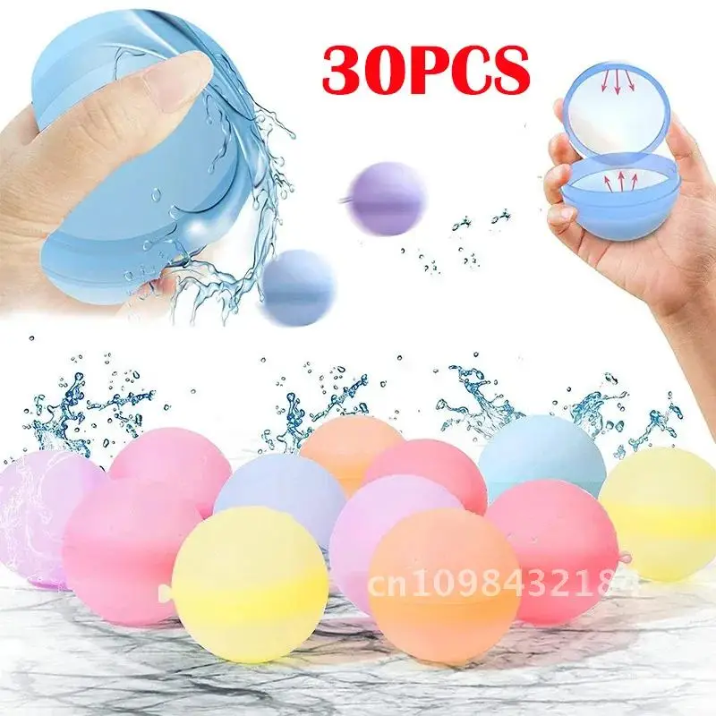 30PCS Water Balloons Reusable Refillable Water Balloon Quick Fill Self Sealing Bomb Splash Balls for Kids Swimming Pool