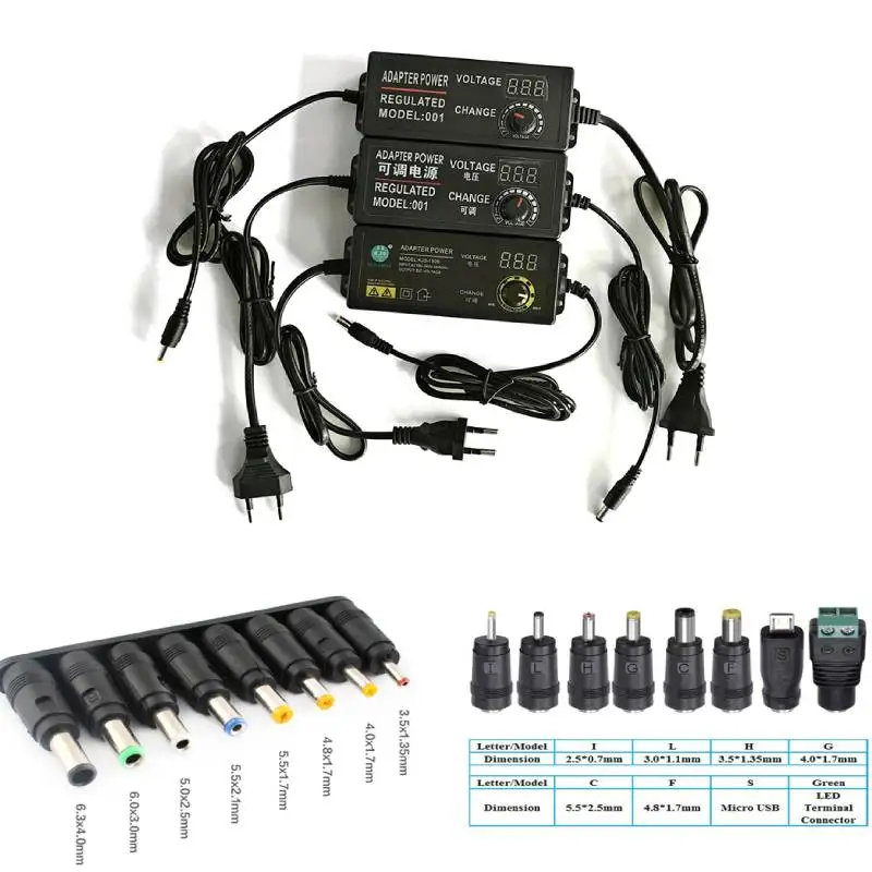 AC TO DC อะแดปเตอร์ Universal 3 V-36 V 2A Switching Power Supply 3 V-24 V-3A 60W 72W จอแสดงผล LED หน้าจอ 8 pcs Connector 1
