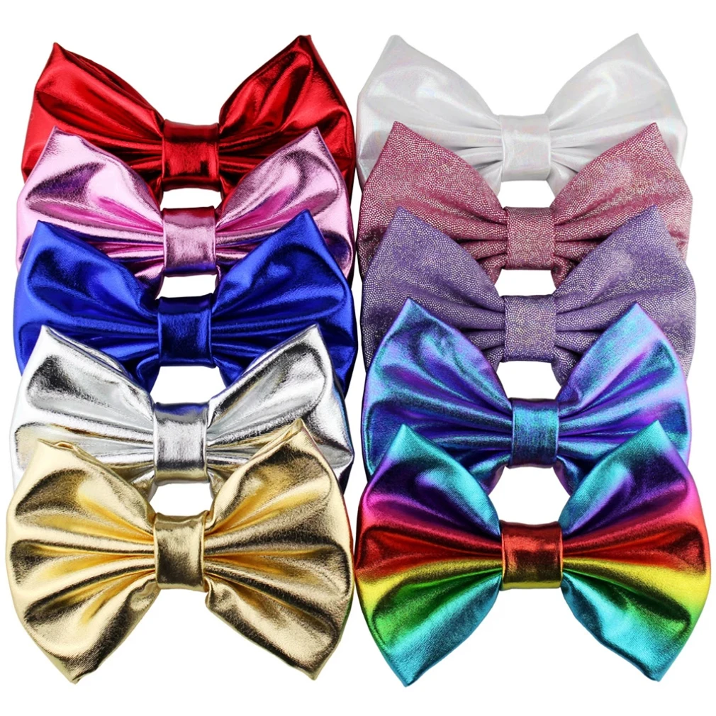 10pcs/lot 5'' Big Messy Metallic Glitter Bow Hair Clips For Children And Kids Hair bows Little Girls Headbands Hair Accessories