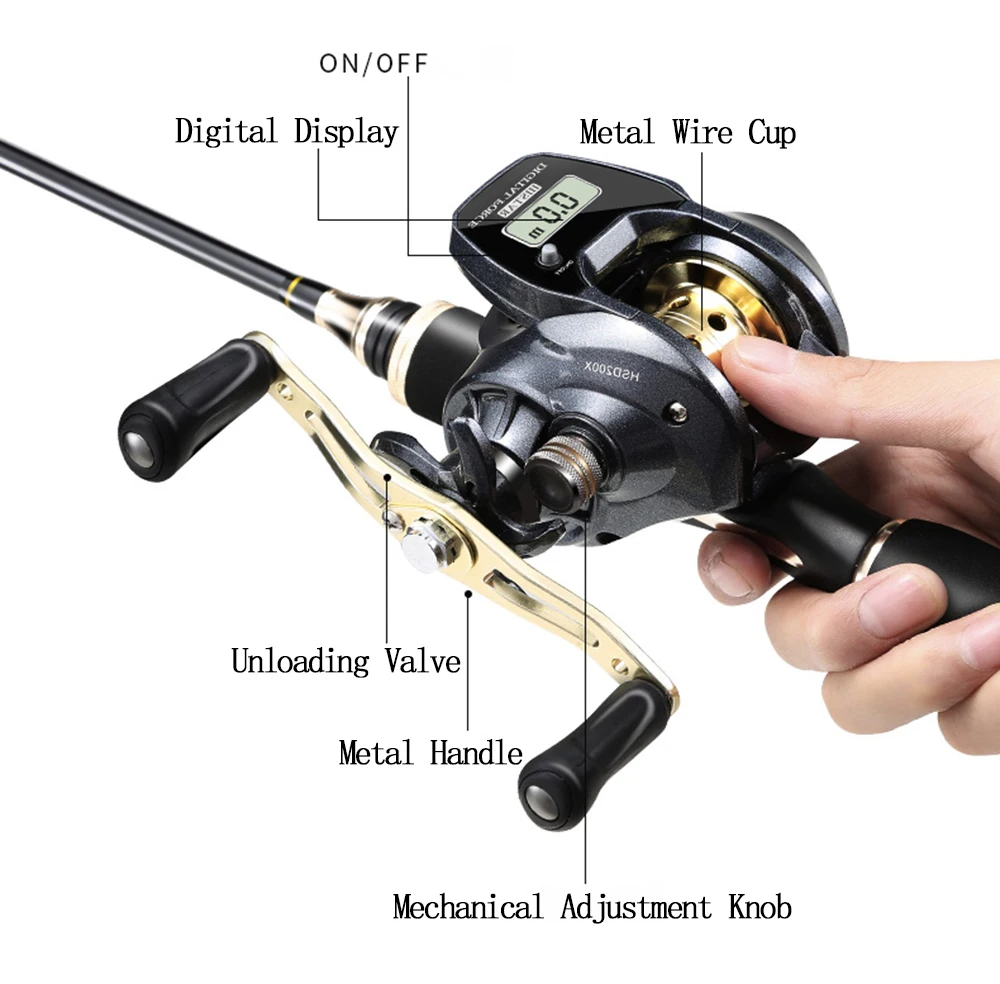 Electronic Display Digital Fishing Reel Water Depth Measurement High Speed  Low Profile Line Counter Baitcasting Reel Fish Tools