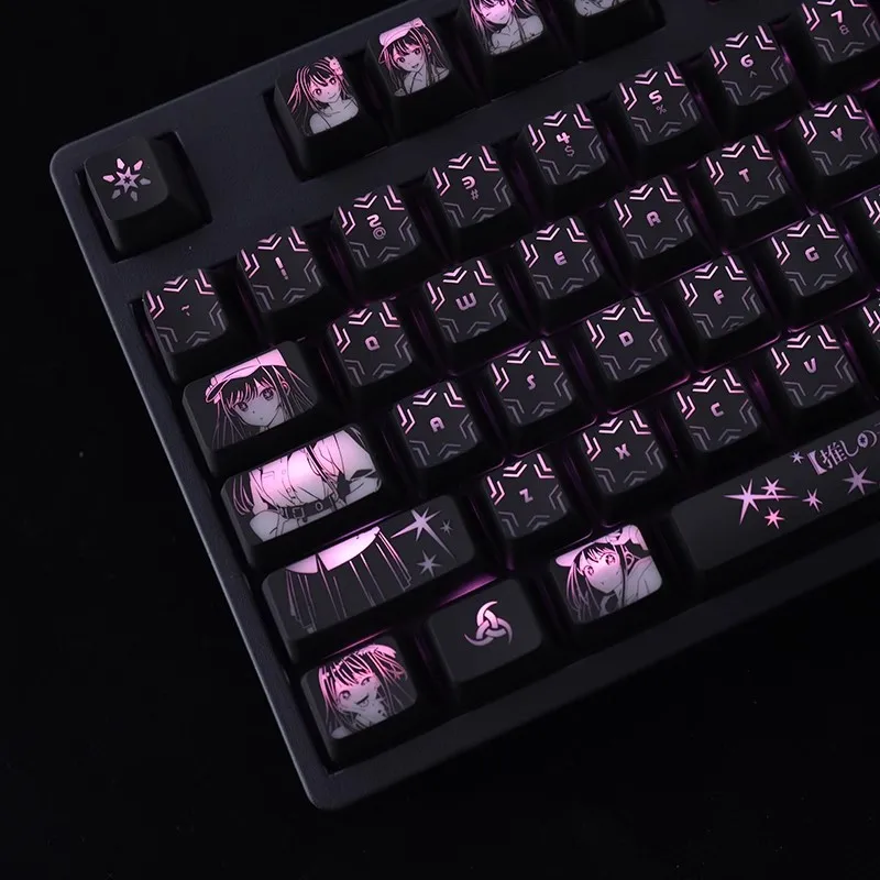 Conjunto de Teclas Retroiluminadas Oshi no ko Hoshino ai para Logitech G610 g Pro x Razer Blackwidow Huntsman Corsair K70 K95 K100 Caps 1 - Imagem 4