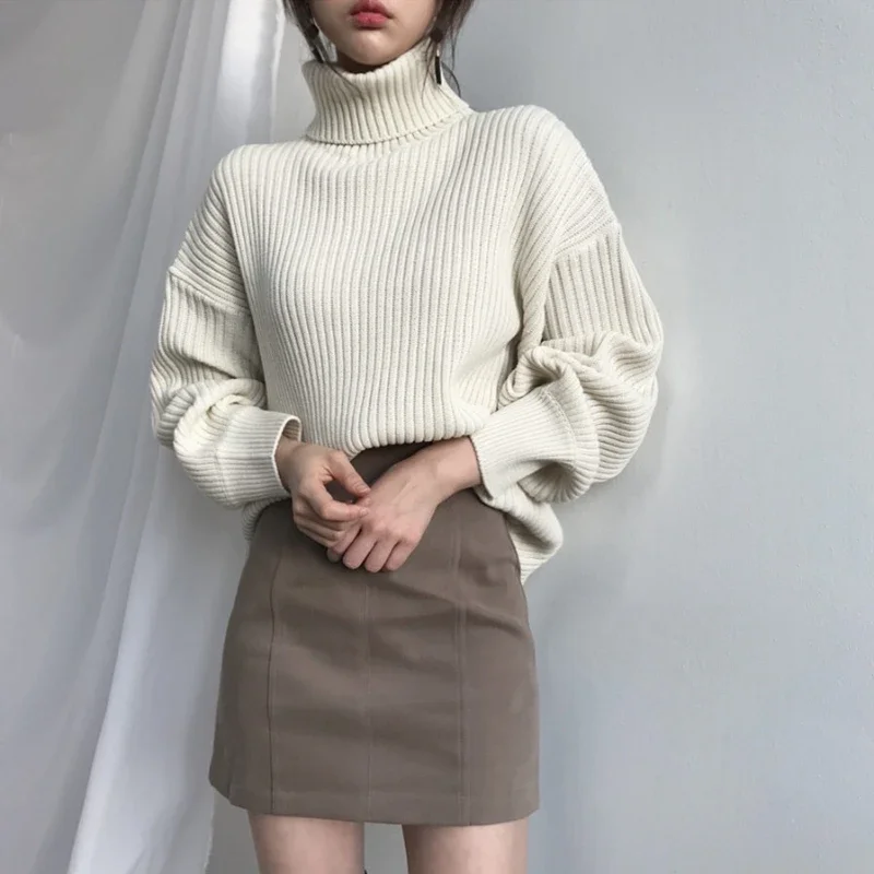 

High Necked Sweater Jacket, Wearing A Lazy Style Long Sleeved Top, Autumn and Winter Korean Version, Loose and Versatile