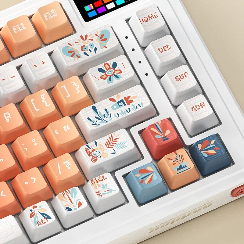 

140 клавиш мультяшный милый брелок для ключей Impression Tribal Cherry PBT сублимационный колпачок подходит для механической клавиатуры 104/108/87/98 "сделай сам