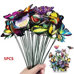 24-Piece Colorful Whimsical Butterfly Garden Stakes for Outdoor Decor and Flower Pots (5pcs)