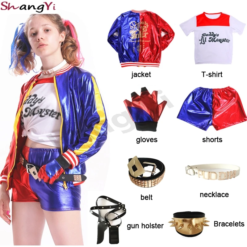 Fantasia Arlequina Cosplay Fantasias para meninas, Harleen Quinzel, Jaqueta  monstro, Calças, Conjuntos bordados, Roupas de festa de Natal, Crianças -  AliExpress