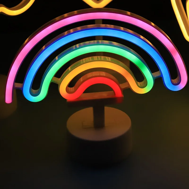 night stand lamps Neon Sign USB LED Decoration Unicorn Flamingo Lamp Moon Rainbow For Home Kid Room Bedside Night Light Decor Light For Christmas bright night light Night Lights