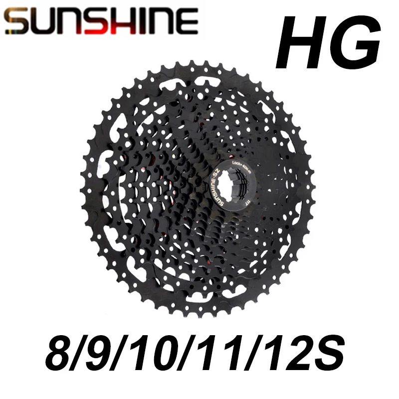 SUNSHINE Black Cassette 8S 9S 10S 11S 12S MTB Bike Road Bicycle Freewheel 11V 12V 42/46/50T 52T for M5100 M6100 M7100 HG Hub