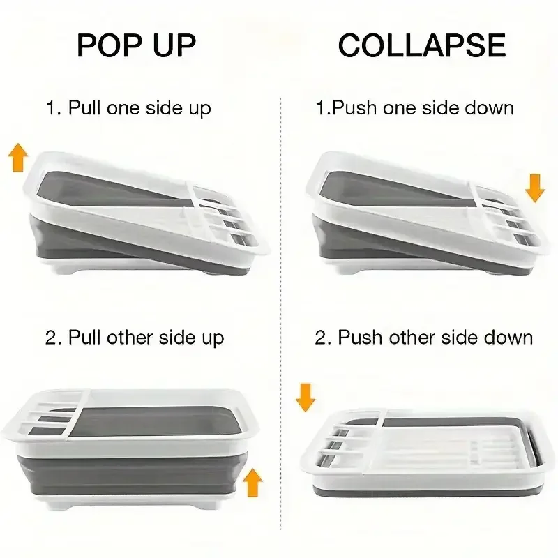 Large Capacity Foldable Drainage Storage Bowl Rack with Multi-Compartment Utensil Holder,Multifunctional Plate Organizer