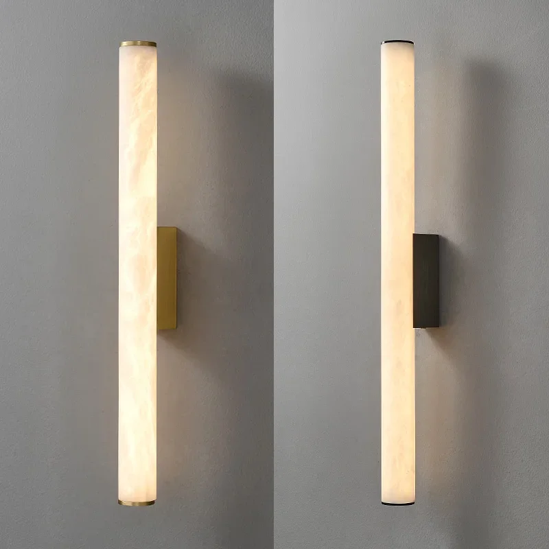Long Strip Minimalist All Copper Marble Wall Lamp Modern Light Luxury Living Room Grand TV Background Wall Hallway Bedroom Lamp