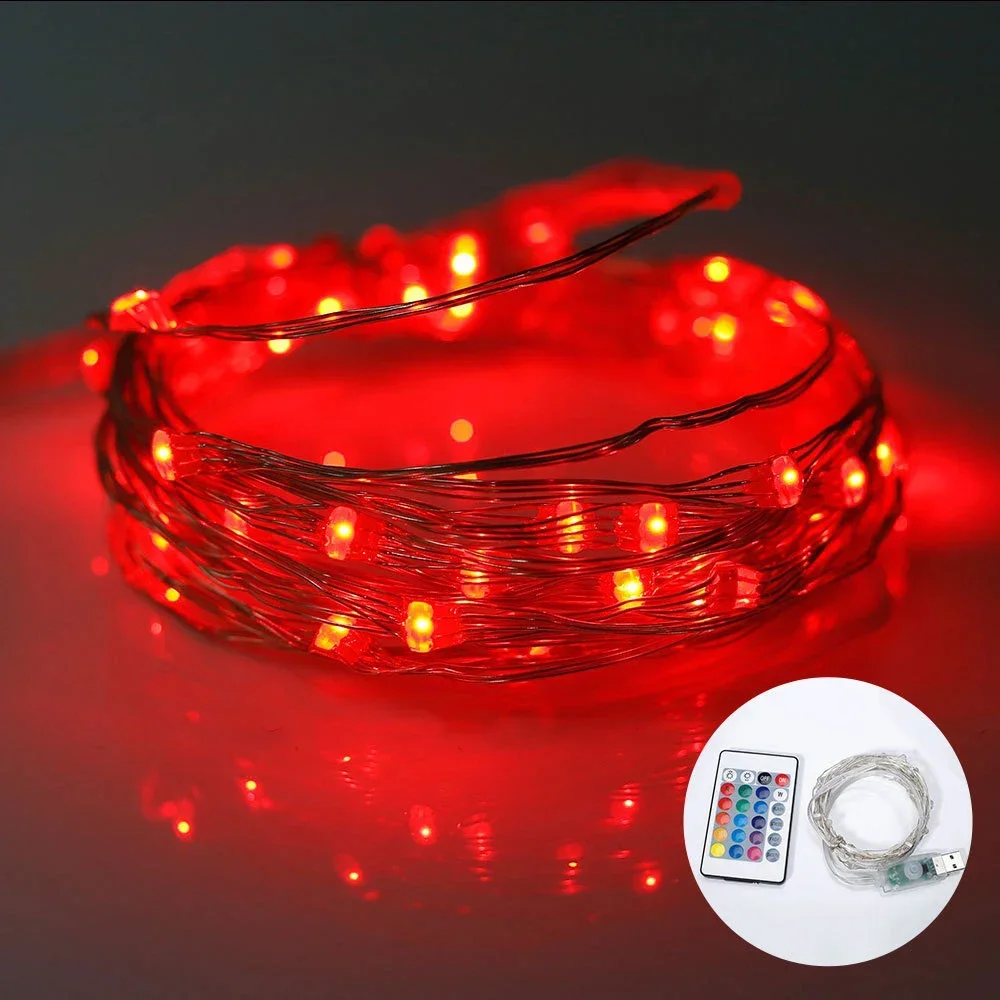 

Fairy Holiday Garland Lamp 16 Colors LED Copper Wire String Lights with Remote Christmas Light for Wedding Party Home Decoration