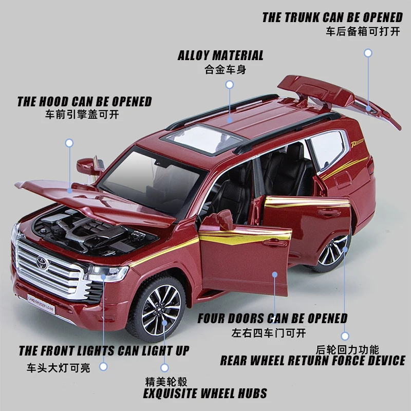 1:32 Toyota LAND CRUlSER LC300 High End Alloy Diecast SUV Off-Road Model Car Sound Light Pull Back Collect Birthday Gift Boy Gir 5