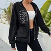 Y2K Rhinestone Skeleton Hoodies Women Gothic Black Zip Up Oversized Sweatshirts Female Retro Harajuku Hooded Jacket Streetwear 2