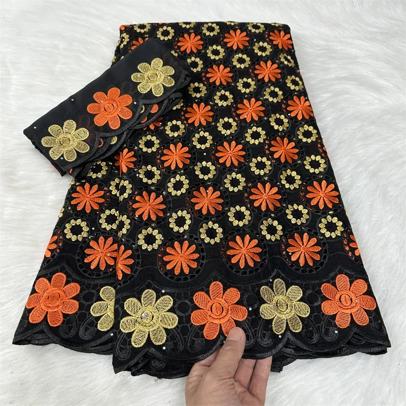 

7 yard With Scarf Swiss lace fabric latest Dry lace embroidery African 100% cotton fabrics Swiss voile lace Dubai style 9L102402
