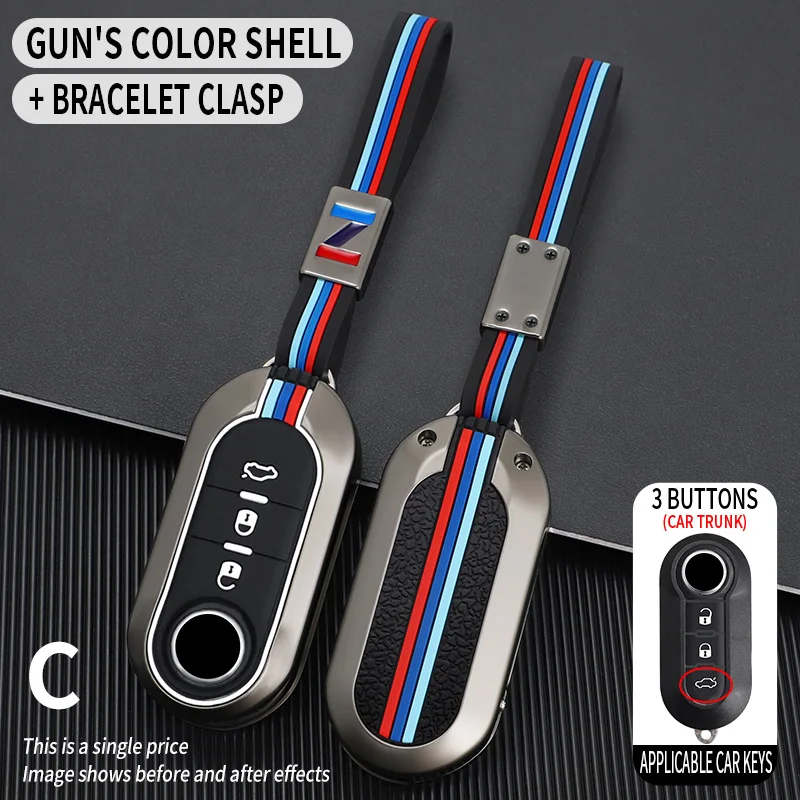 Custodia per chiave auto in lega di zinco Shell Fob per FIAT 500 Ducato panda Punto 500L lancia musa per Citroen jumper per Peugeot Boxer - S3253c6d78ada4e3c885fe77c30fa5ea64