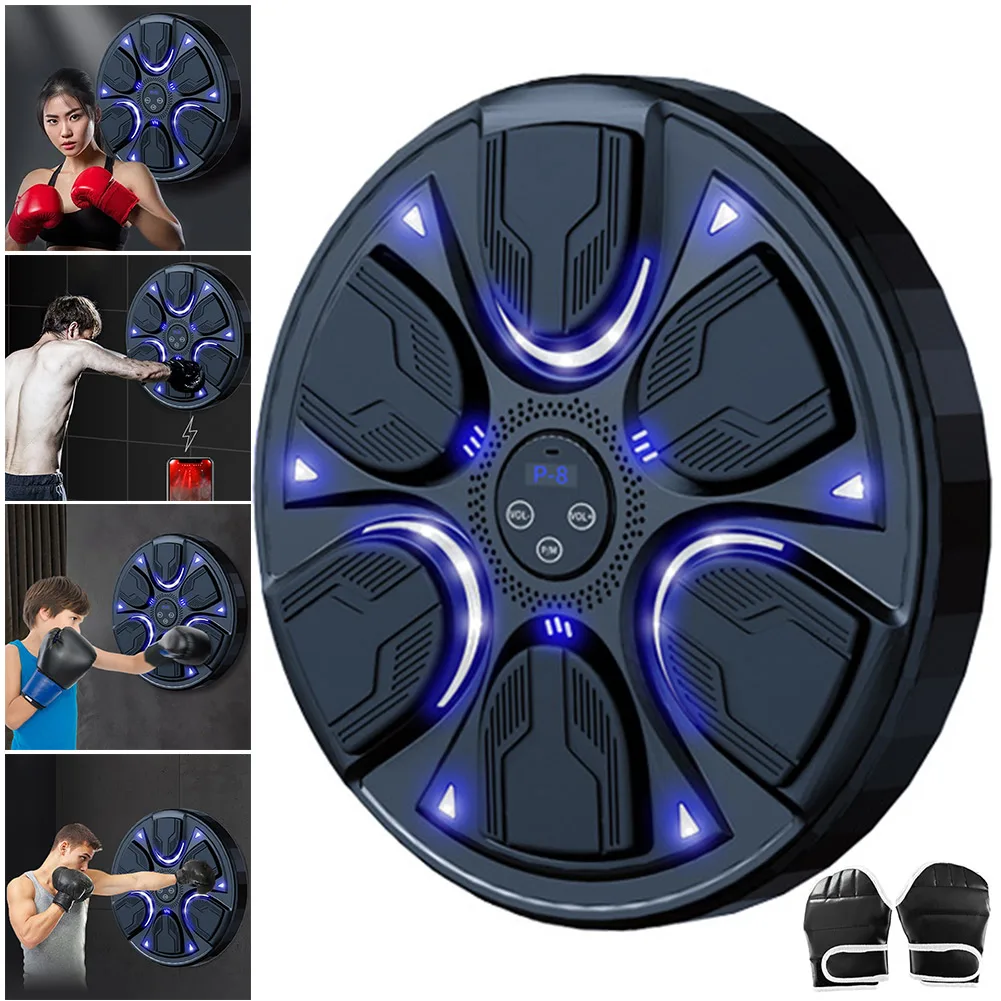 Boxing Punching Bag Smart Music Boxing Machine Wall Target LED Lighted Sandbag Relaxing Reaction Training Target For Boxing Sports Agility Reaction