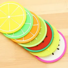  Fruit Silicone Coaster Mats Pattern Colorful Round Cup Cushion Holder Thick Drink Tableware Coasters Mug DH8888 