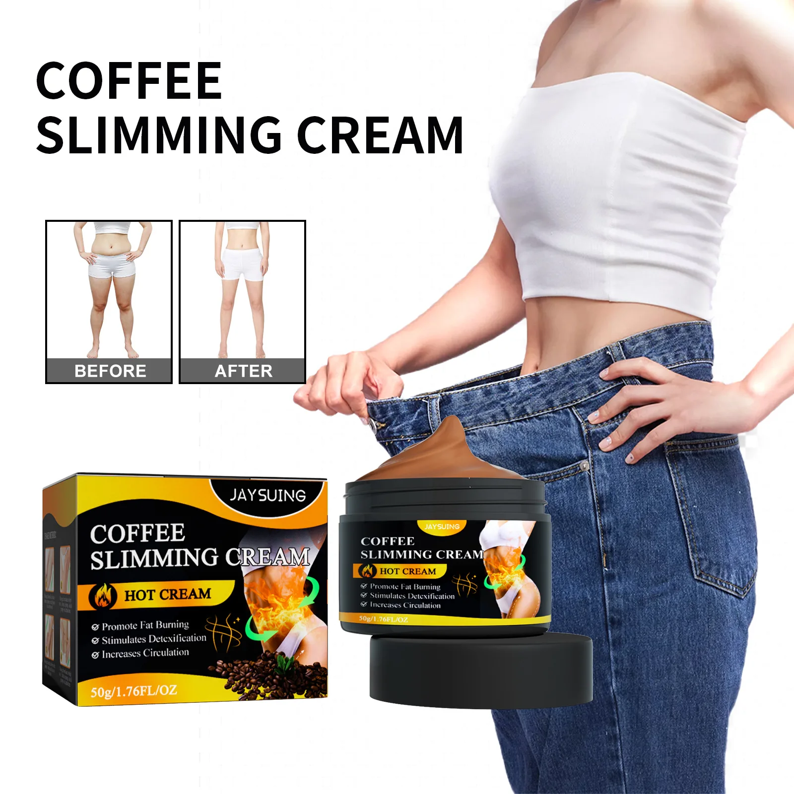 

Coffee Slimming Cream Promote Fat Burn Increase Circulation Arm Big Belly Massage Fat Reduction Lift Firm Lazyer Body Sculpting