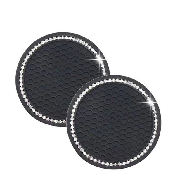Non-slip Water Cup Pad Diamond Rhinestone Bling Decoration Auto Interior Cup Bottle Anti-skid Rubber Mat Car Accessories