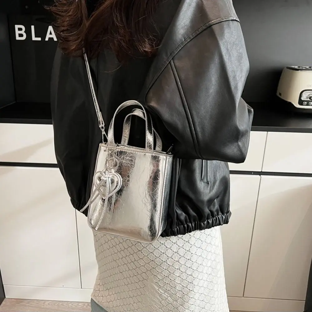 Women Trendy Pu Leather Crossbody Bags Fashion Shoulder Bag High Quality Small Square Bag Lady Silver Handbags Purses