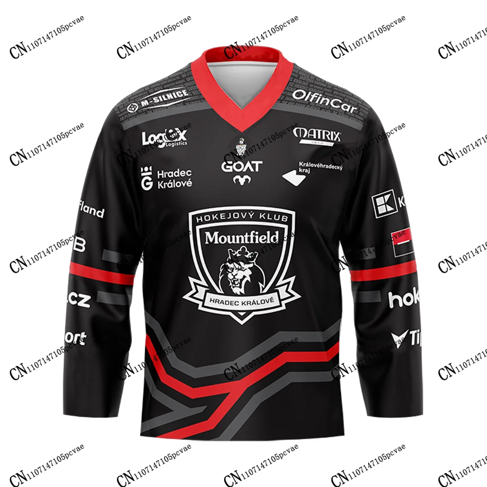 체코 스타일 마운트필드 HK 2026-27 새로운 ELH 티셔츠 3D 프린트 긴 소매 하키 저지 성인 키즈 유니섹스 팬 스타일 탑