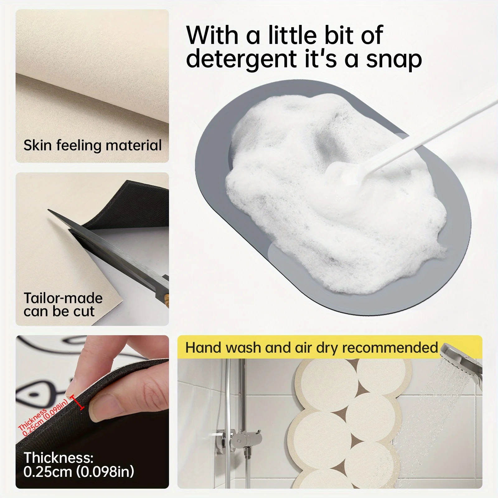 VIKAMA Niedliche Panda-Küchenbodenmatte – wasserabsorbierend und schnell trocknend – unregelmäßiger L-förmiger Teppich für die Heimdekoration – Detail 4
