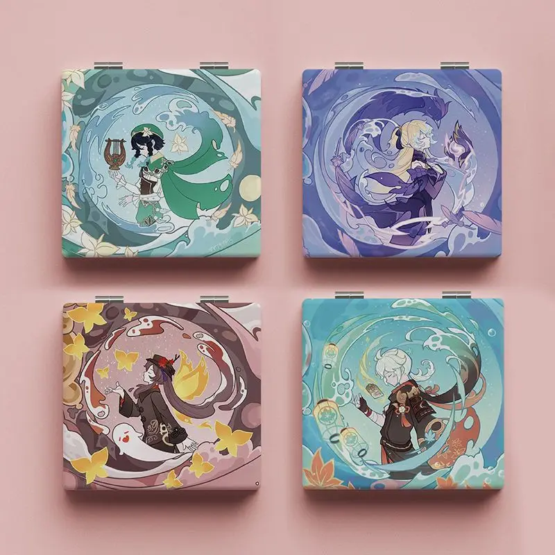 

Game Genshin Impact Hutao Eula Morax Xiao Portable Makeup Mirror Cosplay Student Folding Mirror Kawaii Small Fresh Mirror Gift