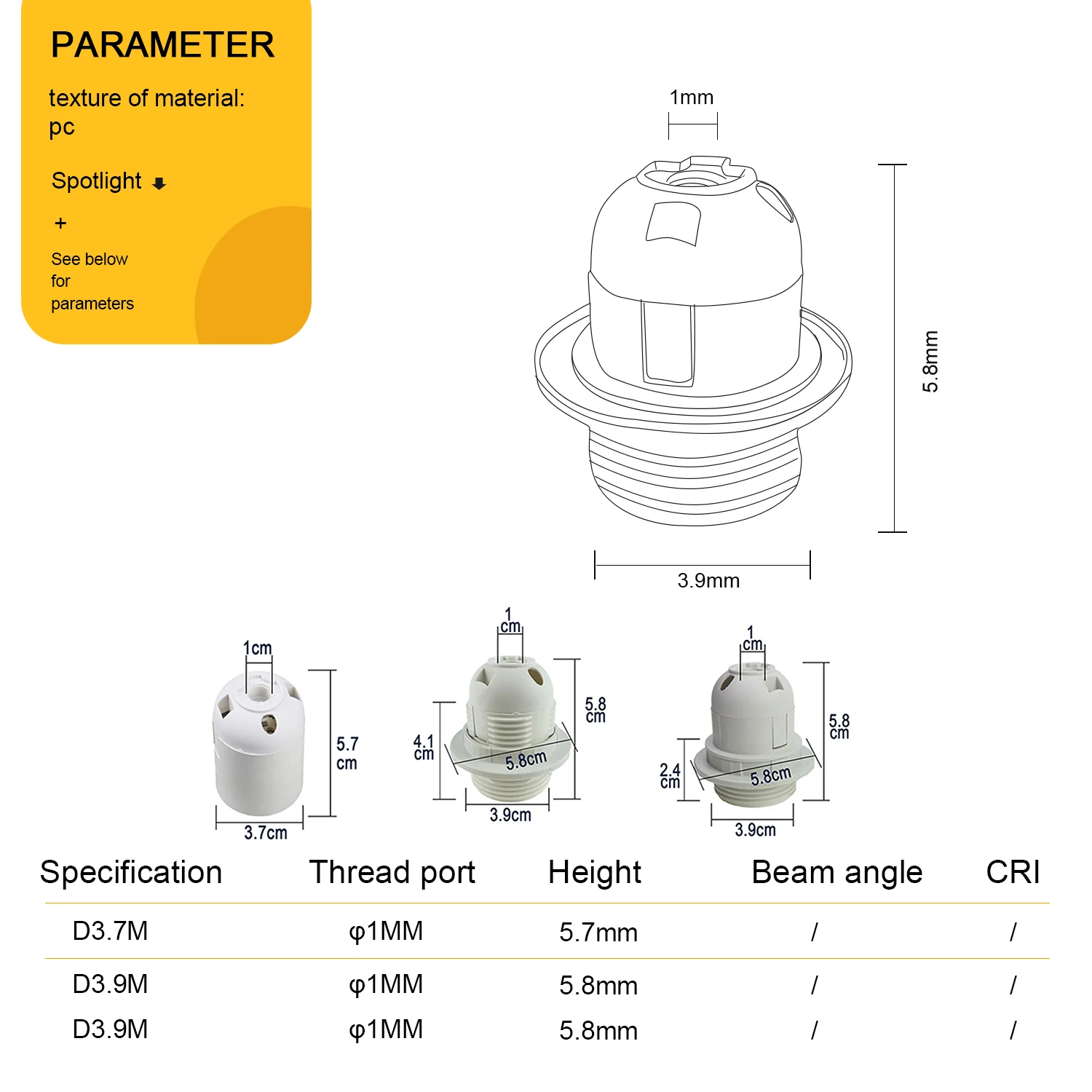 E27 LED Plastic Lamp Holder Light Bulb Socket Holder E27 Base Lamp Accessories Luminaire Bulb CQC CE