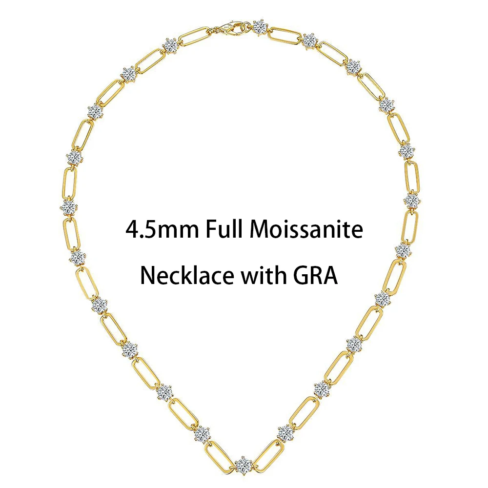 

4.5mm Full Moissanite Diamond Bracelet Necklace for Woman Wedding with GRA 925 Sterling Sliver Plated 18k White Gold Jewelry