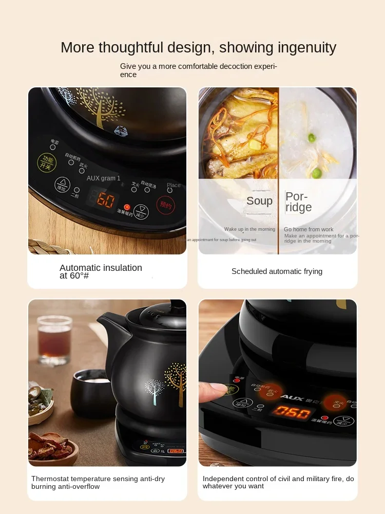 220V Automatic Ceramic Electric Slow Cooker Soup Slow Stewer Porridge Cooker for Traditional Chinese Herbal Medicine Brewing 5