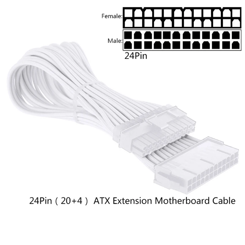 Sleeve Extension Power Supply Cable Kit - 30cm, 24-pin ATX/EPS, 8-pin PCI-E GPU, 8-pin CPU, 6-pin PCIE, 4-Pin CPU with Combs - 18 AWG Description Image.This Product Can Be Found With The Tag Names Computer Cables Connecting, Computer Peripherals, PC Hardware Cables Adapters, Sleeve extension power supply cable