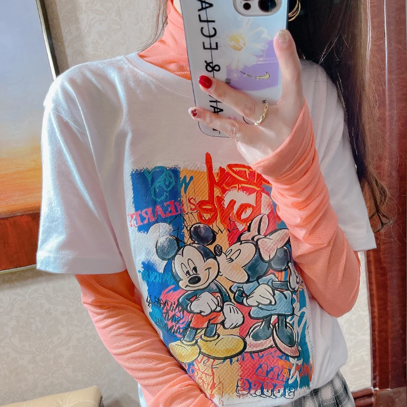 2023 Summer Women Golf Sunscreen with long sleeves and ultra-thin ice silk bottoming shirt and round neck turtleneck top