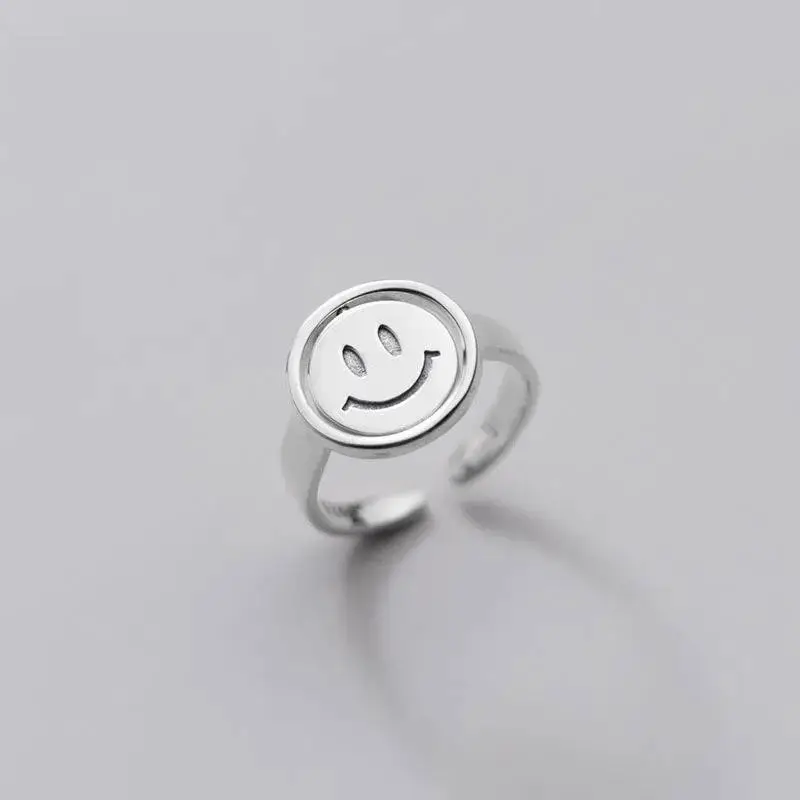 Daredreamin | Lurs Titanium Steel Smiley Face Flip Ring National Fashion Brand Original Designer Couple