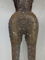 Luxury Rhinestones Jumpsuit Women Sexy Mesh See Through Performance Dance Costume Celebrate Club Birthday Party Stage Outfit - Image 6
