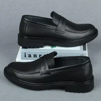 New 2025 Men's Casual Leather Shoes Breathable Soft Bottom Anti-Slip Slip-On Business Shoes Comfortable All-Season Loafers