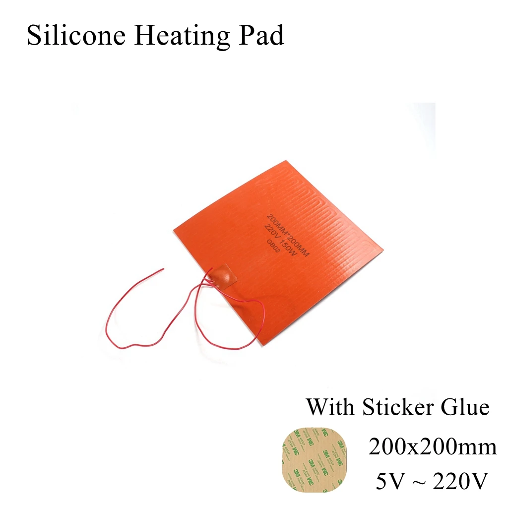 Silicone Rubber Heating Pad 200x200mm 5v 24v 110v 220v Band Heater