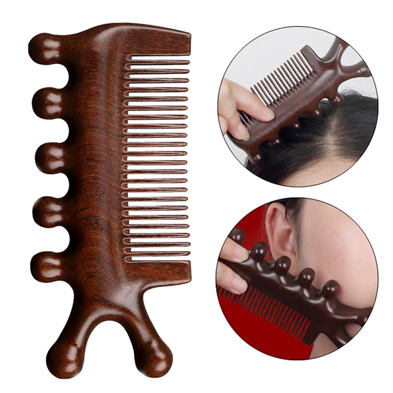 

3in1 Body Meridian Massage Comb Sandalwood Five Wide Tooth Comb Acupuncture Therapy Blood Circulation Anti-static Hair Combs