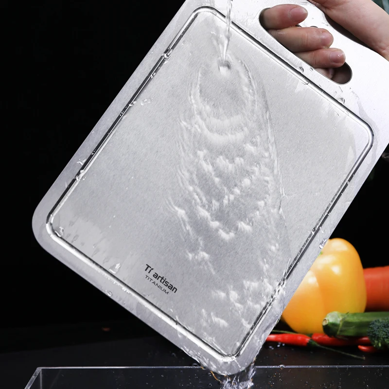 Tiartisan 2mm Thickened Pure Titanium Kitchen Cutting Board Outdoor Camping Double-Sided Ultralight Sturdy Chopping Board