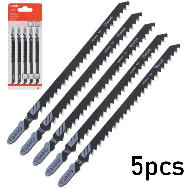 

5pcs T344D 6T T-Shank Jigsaw Blades Cutter HCS 152mm For Wood Plastics Fast Cutting Tool 5-100mm Cutting Capacity