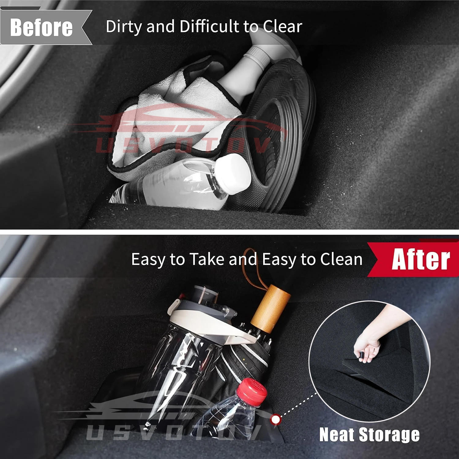 Car Trunk Organizer For Tesla Model 3 Highland Rear Trunk Storage Box Side Left Right Bins Water-proof Mats Accessories