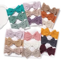 3Pcs/set Newborn Baby Headbands Set Solid Color Bow Hair Bands Soft Knitted Infant Headwear Elastic Turban Baby Hair Accessories 1