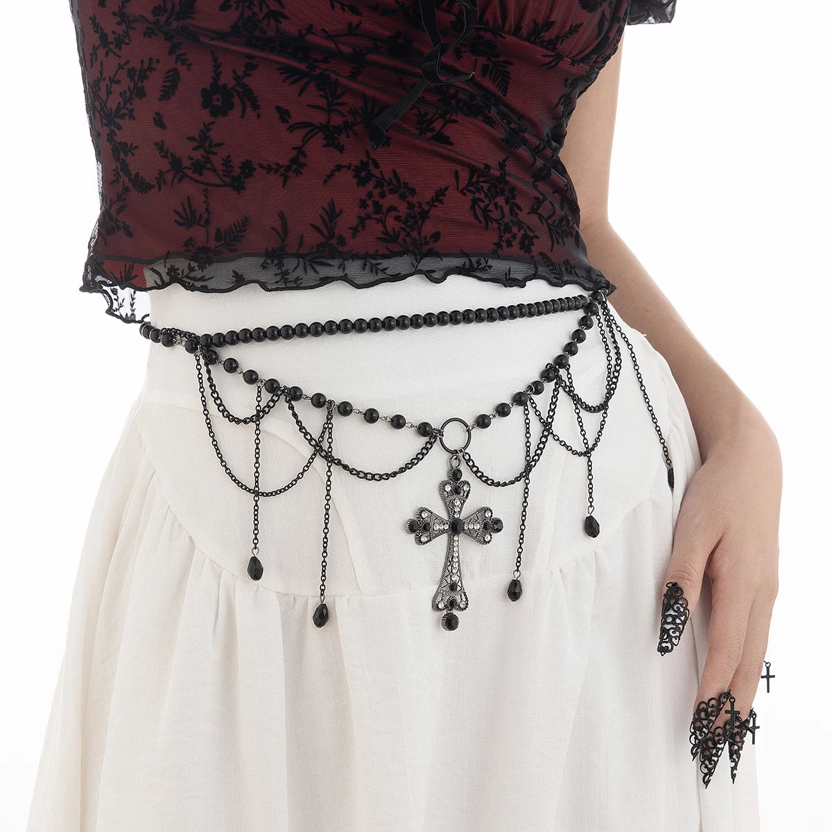 Punk Waist Chain Belt Gothic Rock Women Body Chains Halloween Accessories Metal Cage Belt With Chains - Punk Rave main image 4